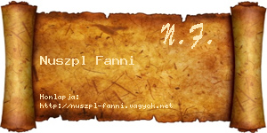 Nuszpl Fanni névjegykártya